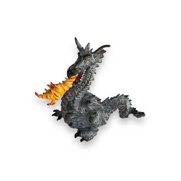 Papo 1999 Gray Fire Breathing Dragon Winged Medieval Fantasy Figure - Picture 1 of 6